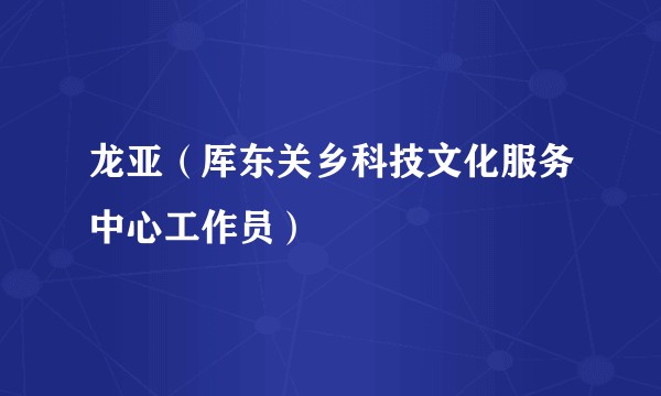 龙亚（厍东关乡科技文化服务中心工作员）