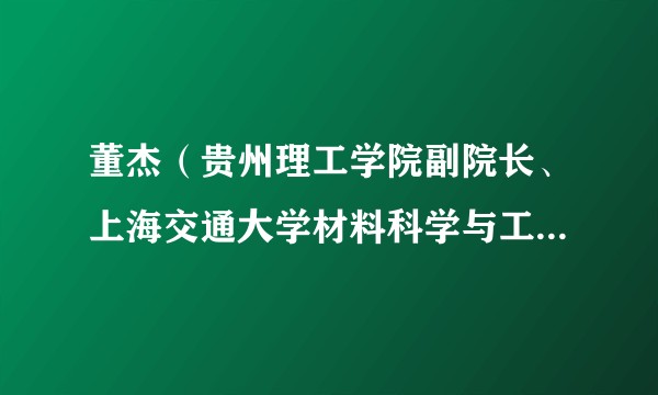 董杰（贵州理工学院副院长、上海交通大学材料科学与工程学院副院长）