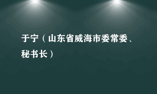 于宁（山东省威海市委常委、秘书长）