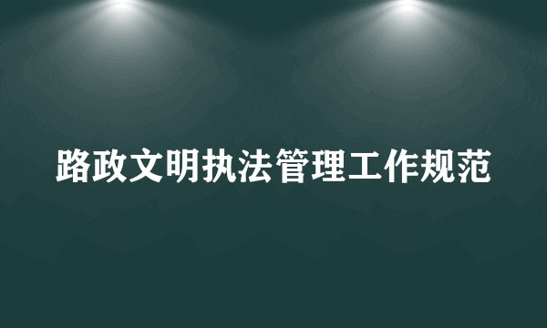 路政文明执法管理工作规范