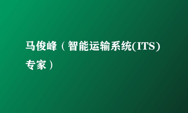 马俊峰（智能运输系统(ITS)专家）