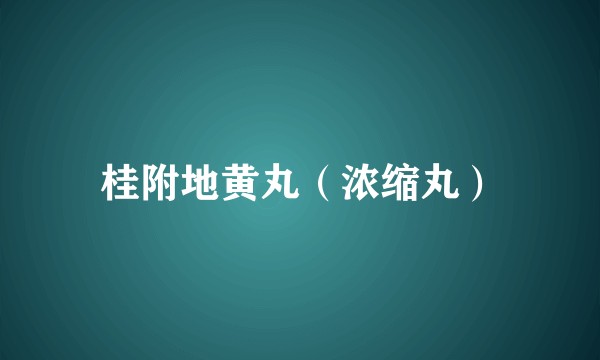 桂附地黄丸（浓缩丸）