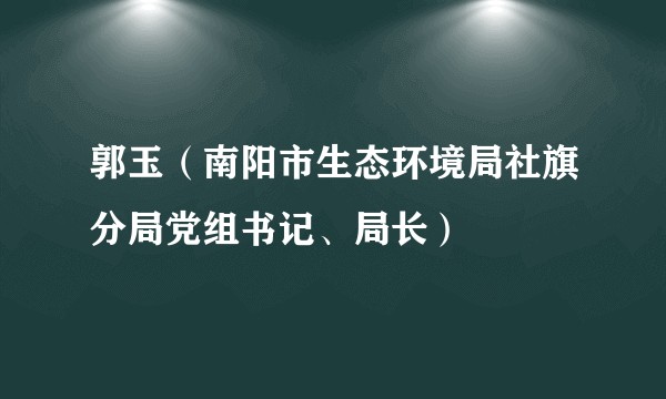 郭玉（南阳市生态环境局社旗分局党组书记、局长）