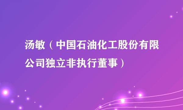 汤敏（中国石油化工股份有限公司独立非执行董事）