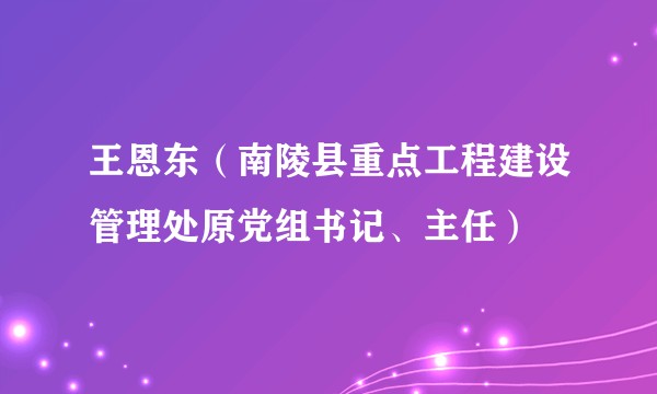 王恩东（南陵县重点工程建设管理处原党组书记、主任）