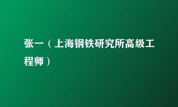 张一（上海钢铁研究所高级工程师）