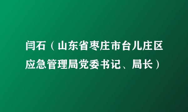 闫石（山东省枣庄市台儿庄区应急管理局党委书记、局长）