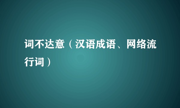 词不达意（汉语成语、网络流行词）