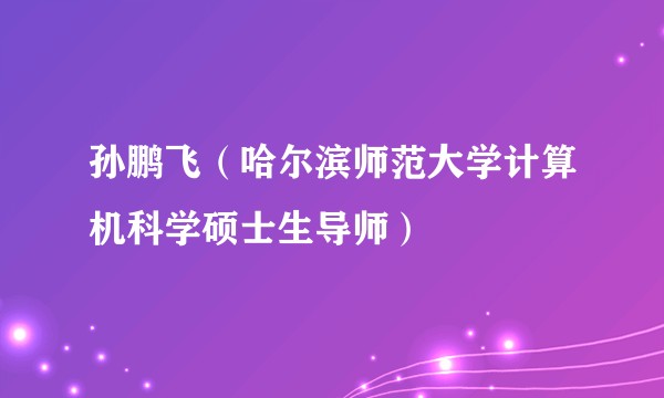 孙鹏飞（哈尔滨师范大学计算机科学硕士生导师）