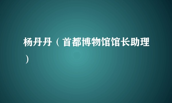 杨丹丹（首都博物馆馆长助理）