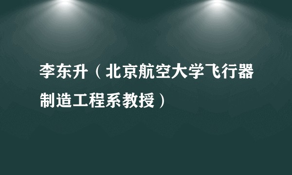 李东升（北京航空大学飞行器制造工程系教授）