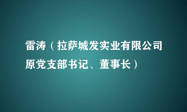 雷涛（拉萨城发实业有限公司原党支部书记、董事长）