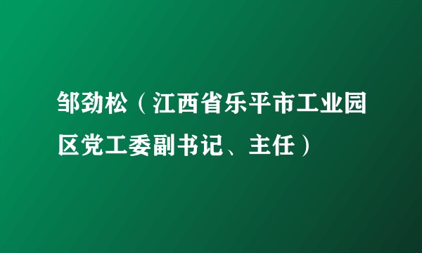 邹劲松（江西省乐平市工业园区党工委副书记、主任）