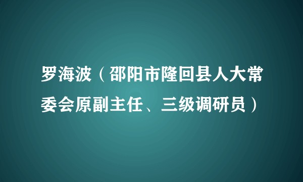 罗海波（邵阳市隆回县人大常委会原副主任、三级调研员）
