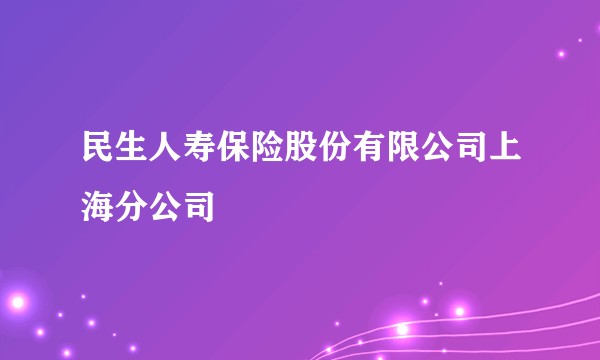 民生人寿保险股份有限公司上海分公司