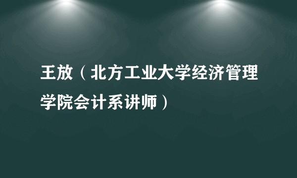 王放（北方工业大学经济管理学院会计系讲师）