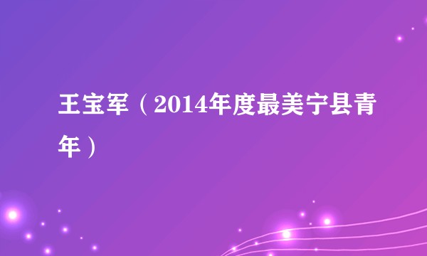 王宝军（2014年度最美宁县青年）