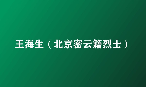 王海生（北京密云籍烈士）