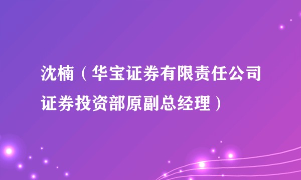 沈楠（华宝证券有限责任公司证券投资部原副总经理）