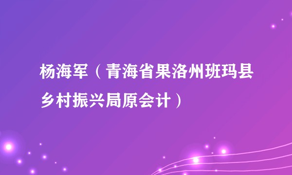 杨海军(青海省果洛州班玛县乡村振兴局原会计)