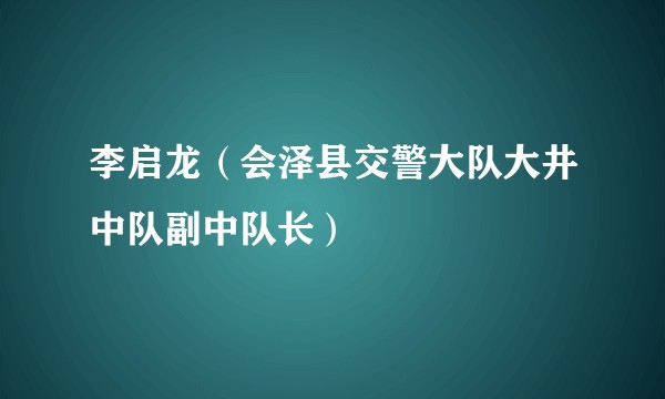 李启龙(会泽县交警大队大井中队副中队长)