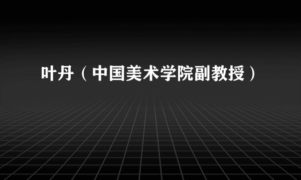 叶丹（中国美术学院副教授）
