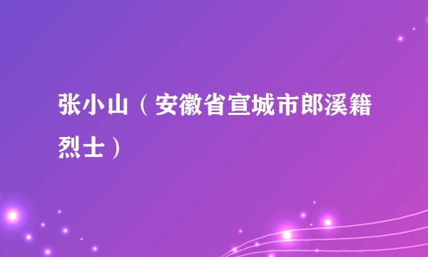 张小山（安徽省宣城市郎溪籍烈士）