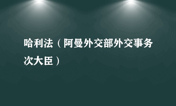 哈利法（阿曼外交部外交事务次大臣）