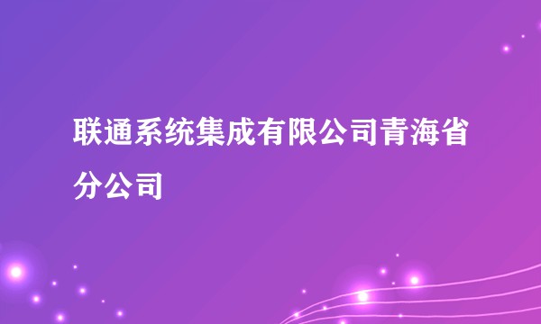 联通系统集成有限公司青海省分公司