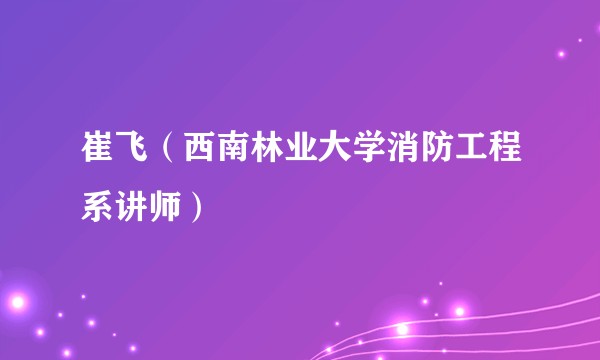 崔飞（西南林业大学消防工程系讲师）