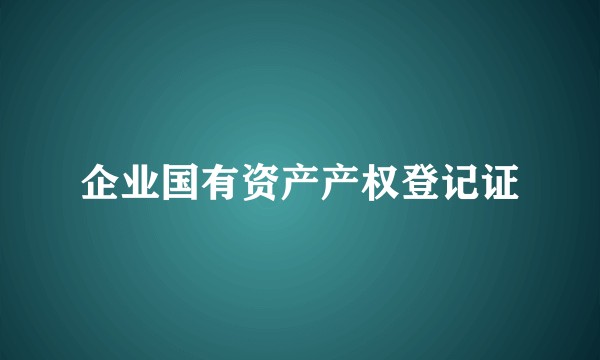 企业国有资产产权登记证