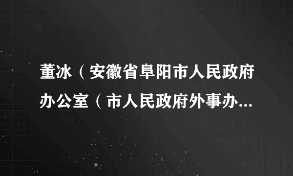 董冰（安徽省阜阳市人民政府办公室（市人民政府外事办公室）原主任）