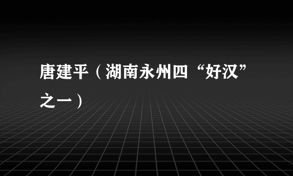 唐建平（湖南永州四“好汉”之一）