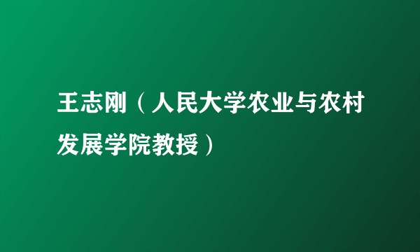王志刚(人民大学农业与农村发展学院教授)