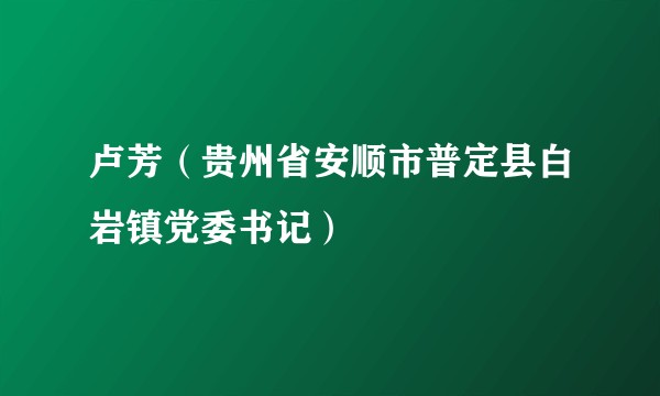 卢芳（贵州省安顺市普定县白岩镇党委书记）