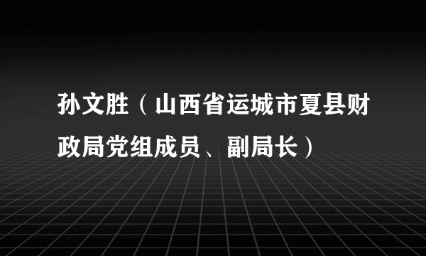 孙文胜（山西省运城市夏县财政局党组成员、副局长）