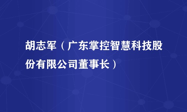 胡志军（广东掌控智慧科技股份有限公司董事长）