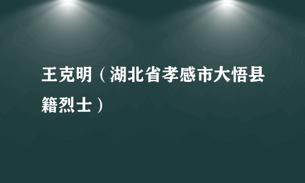 王克明（湖北省孝感市大悟县籍烈士）