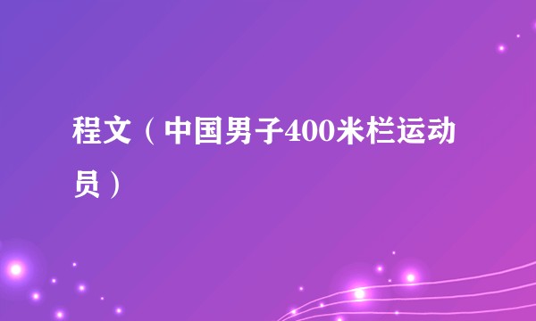程文（中国男子400米栏运动员）