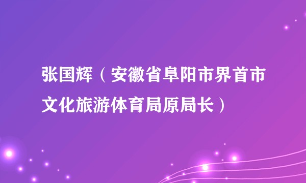 张国辉（安徽省阜阳市界首市文化旅游体育局原局长）