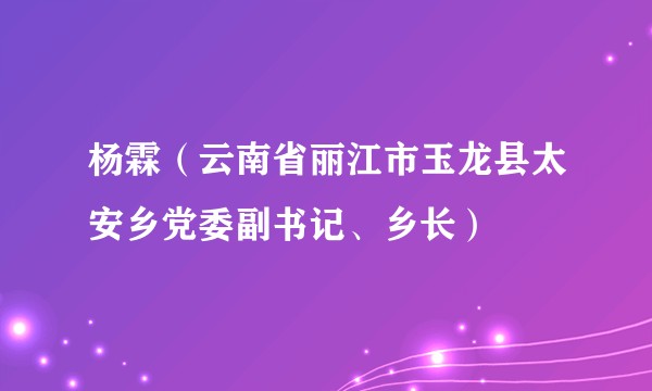 杨霖（云南省丽江市玉龙县太安乡党委副书记、乡长）