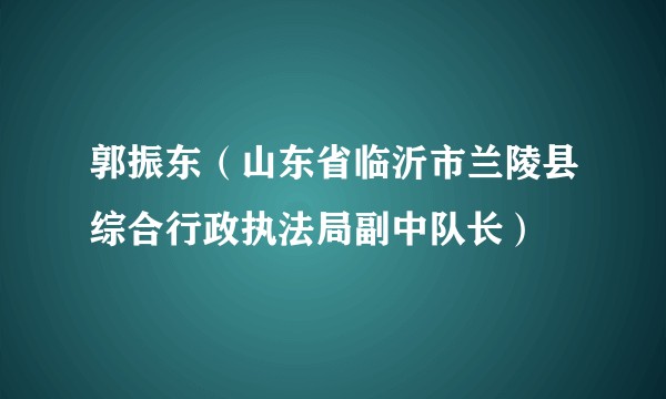 郭振东(山东省临沂市兰陵县综合行政执法局副中队长)