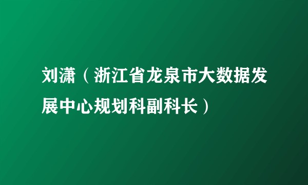 刘潇(浙江省龙泉市大数据发展中心规划科副科长)