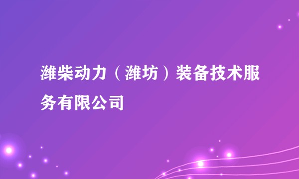 潍柴动力（潍坊）装备技术服务有限公司
