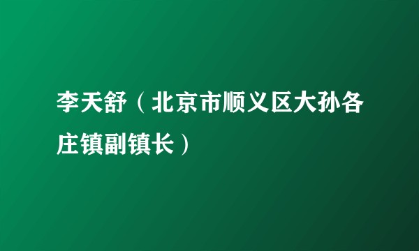 李天舒（北京市顺义区大孙各庄镇副镇长）
