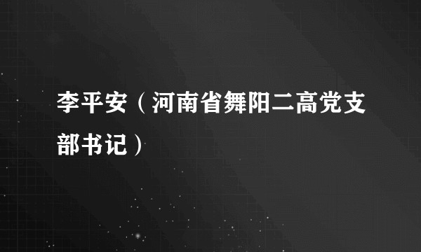 李平安（河南省舞阳二高党支部书记）