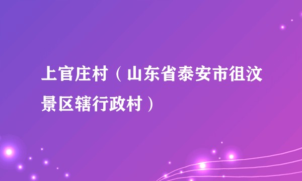 上官庄村（山东省泰安市徂汶景区辖行政村）