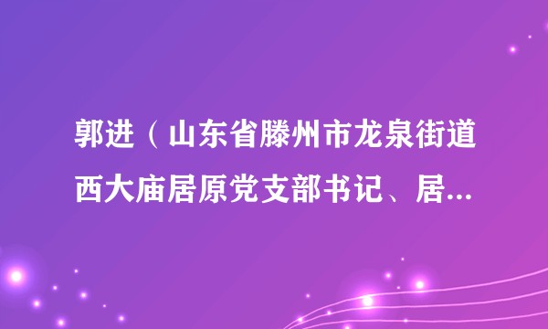 郭进（山东省滕州市龙泉街道西大庙居原党支部书记、居民委员会主任）