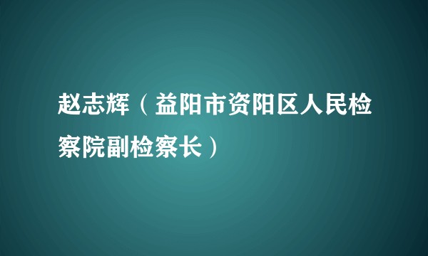 赵志辉（益阳市资阳区人民检察院副检察长）