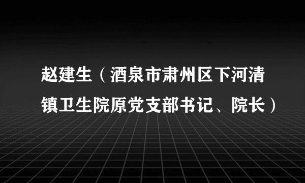 赵建生（酒泉市肃州区下河清镇卫生院原党支部书记、院长）